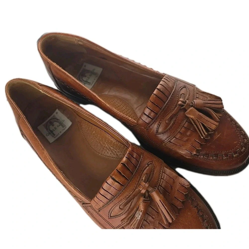 Cable & Co Tassel Brown Loafers Men's SZ 9 Made in Italy‎ Leather Fringe Preppy